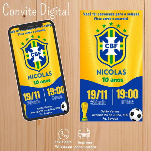 Convite Digital Copa do Mundo 2022 Brasil Futebol