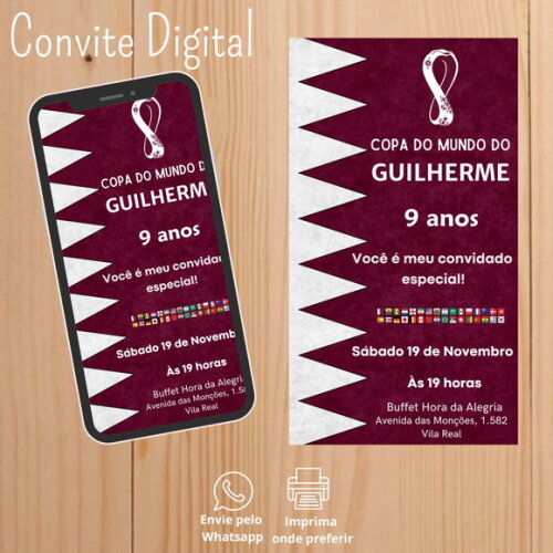 Convite Digital Copa do Mundo 2022 Qatar Futebol