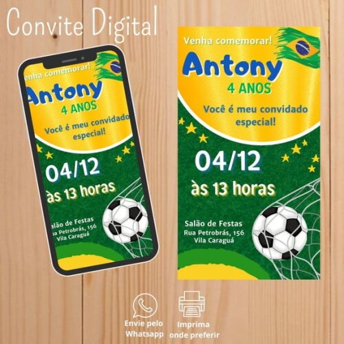 Convite Digital Copa do Mundo Brasil Futebol