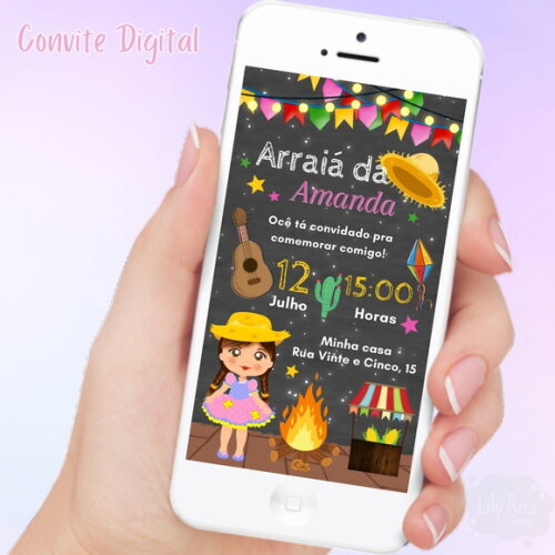 Convite Digital Festa Junina Menina