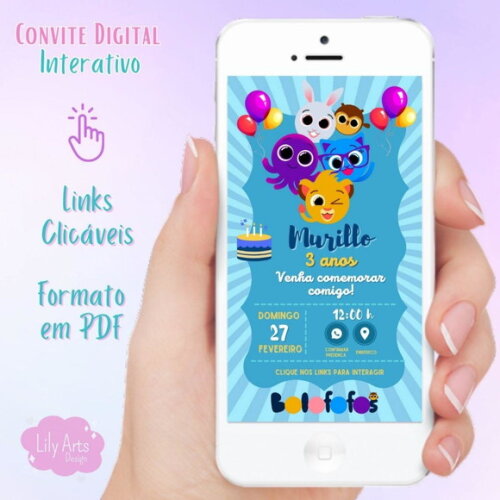 Convite Digital Interativo Bolofofos