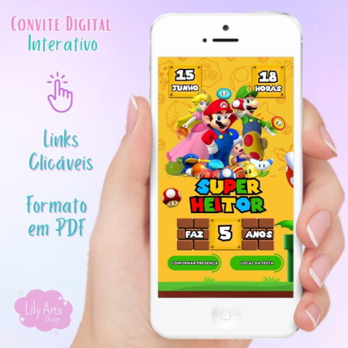 Convite Digital Interativo Mario Bros