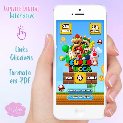 Convite Digital Interativo Mario Bros