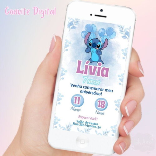 Convite Digital Lilo e Stitch