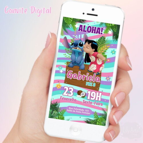 Convite Digital Lilo e Stitch