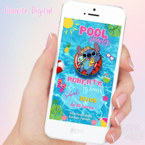 Convite Digital Lilo e Stitch