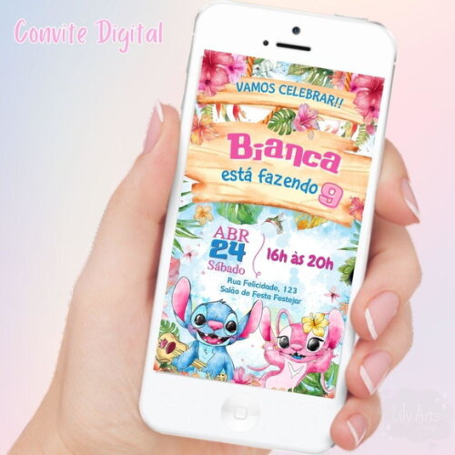 Convite Digital Lilo e Stitch