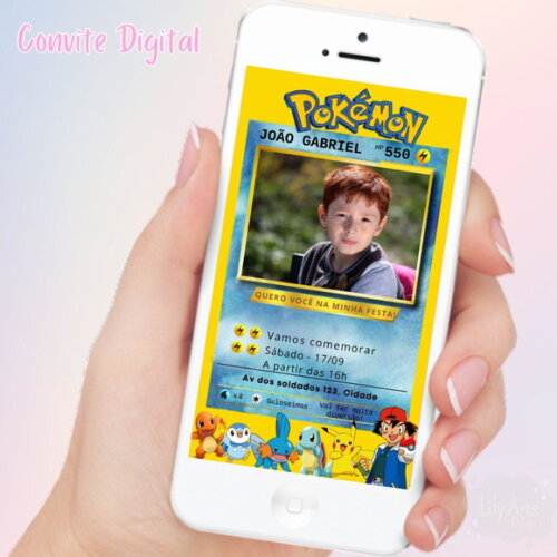Convite Digital Pokemon Menino