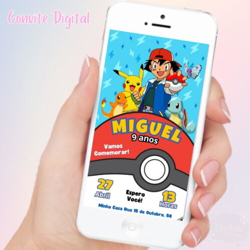Convite Digital Pokemon Menino