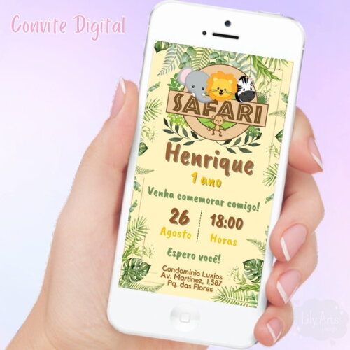 Convite Digital Safari Menino