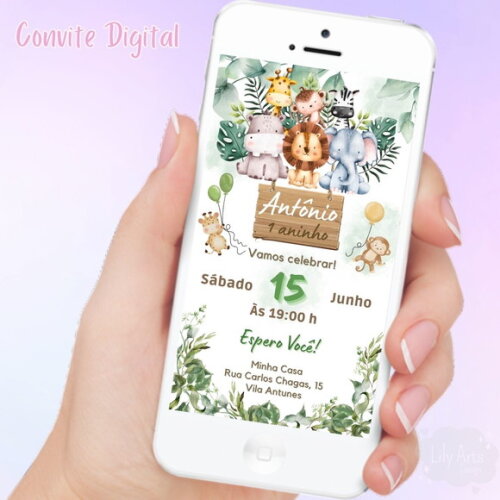 Convite Digital Safari Menino
