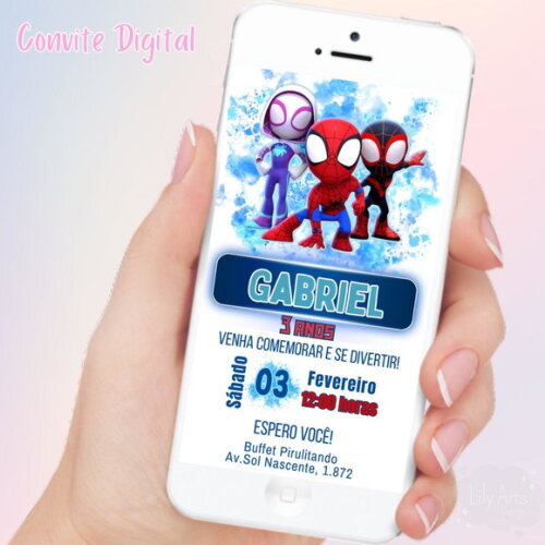 Convite Digital Spidey e Seus Amigos Espetaculares
