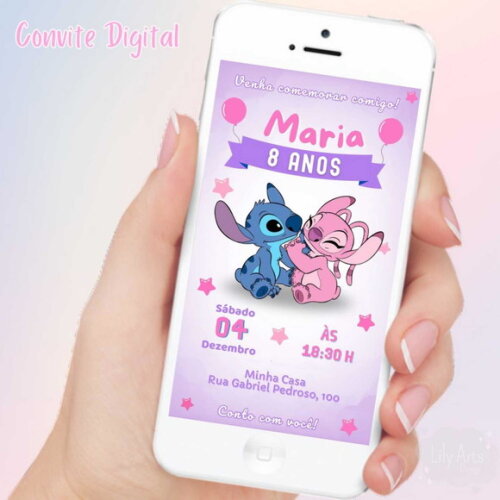 Convite Digital Stitch e Angel