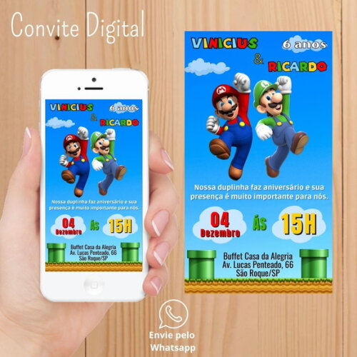Convite Digital Super Mario Bros