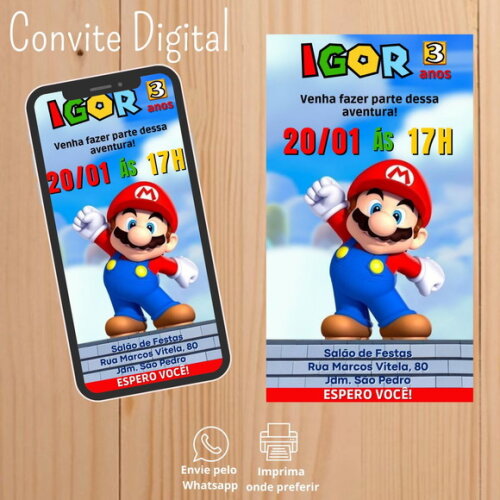 Convite Digital Super Mario Bros