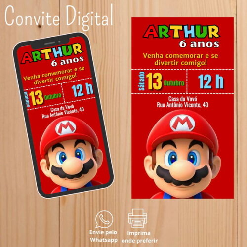 Convite Digital Super Mario Bros