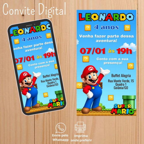 Convite Digital Super Mario Bros