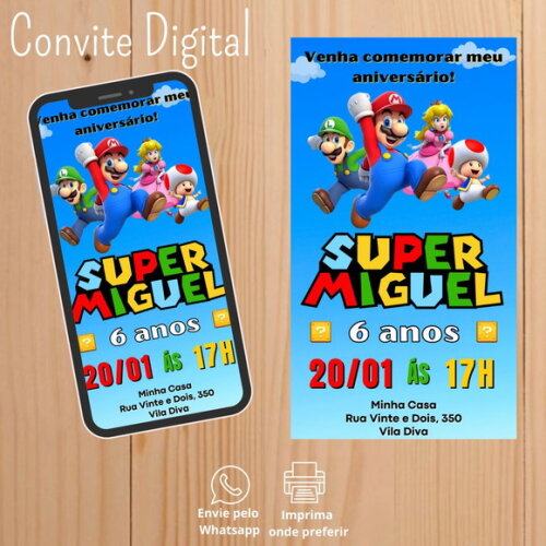 Convite Digital Super Mario Bros