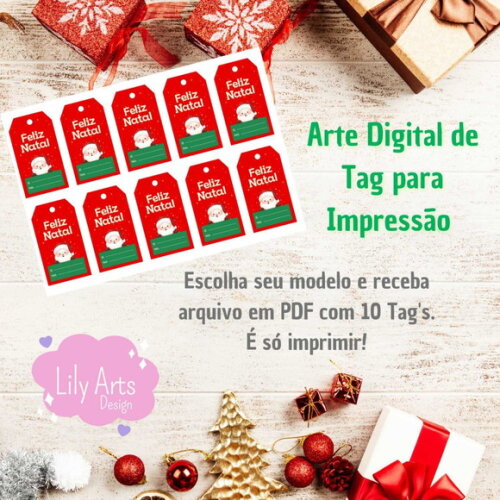 Tag Feliz Natal para Imprimir- Digital