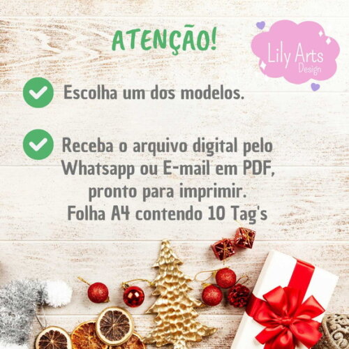 Tag Feliz Natal para Imprimir- Digital