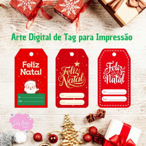 Tag Feliz Natal para Imprimir- Digital