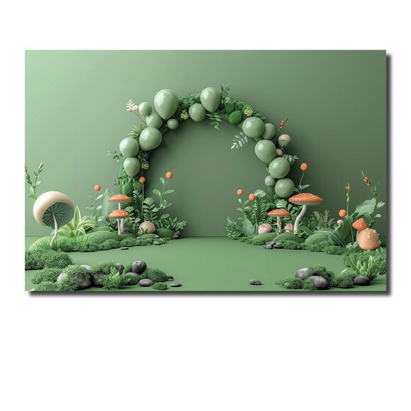 Cenário Fotográfico Painel de Decoração Arco Bexigas Verdes