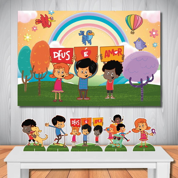 Kit Aniversário Festa Mega Painel + Display 3 Palavrinhas