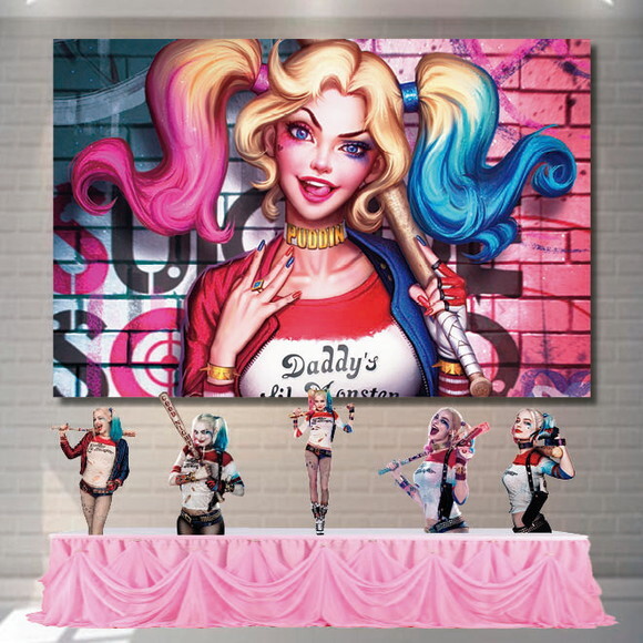 Kit Aniversário Festa Mega Painel + Display Arlequina