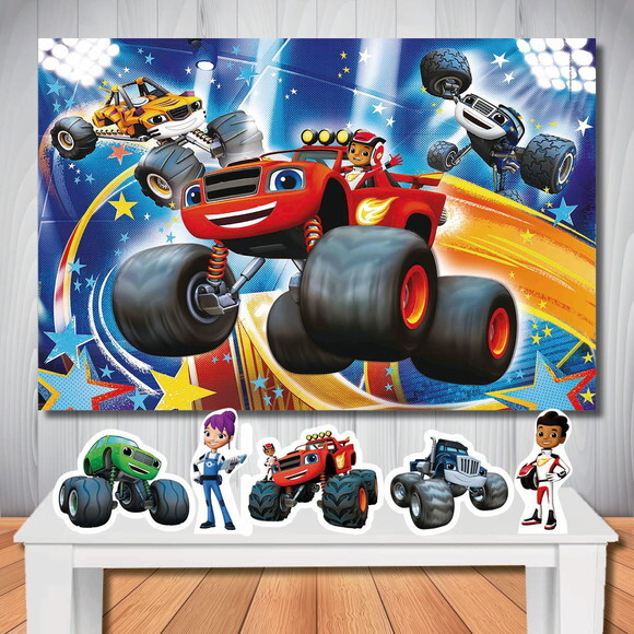 Kit Aniversário Festa Mega Painel + Display Blaze Monster