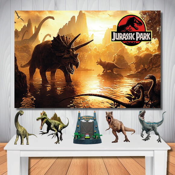 Kit Aniversário Festa Mega Painel + Display Jurassic Park