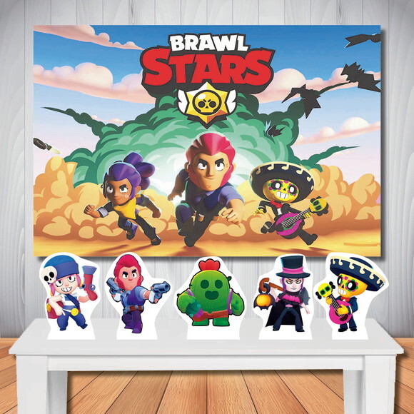 Kit Aniversário Festa Top Painel + Display Brawl Star
