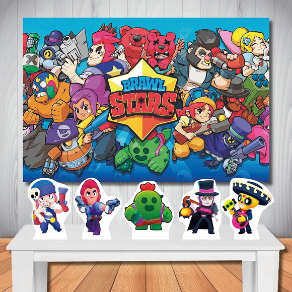 Kit Aniversário Festa Top Painel + Display Brawl Star