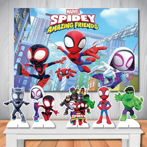 Kit Aniversário Festa Top Painel + Display de Mesa Spidey