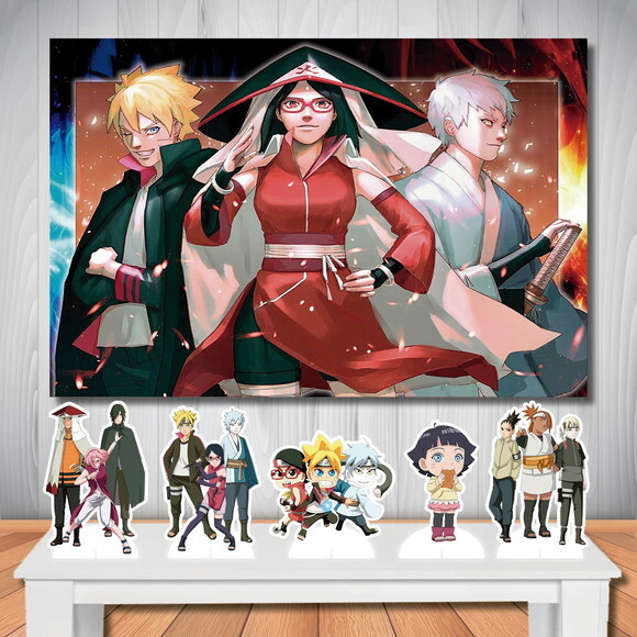 Kit Cenário Boruto Painel de Aniversário e Display de Mesa