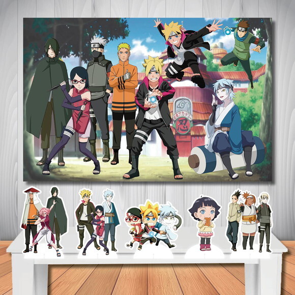 Kit Cenário Boruto Painel de Festa e Display de Mesa
