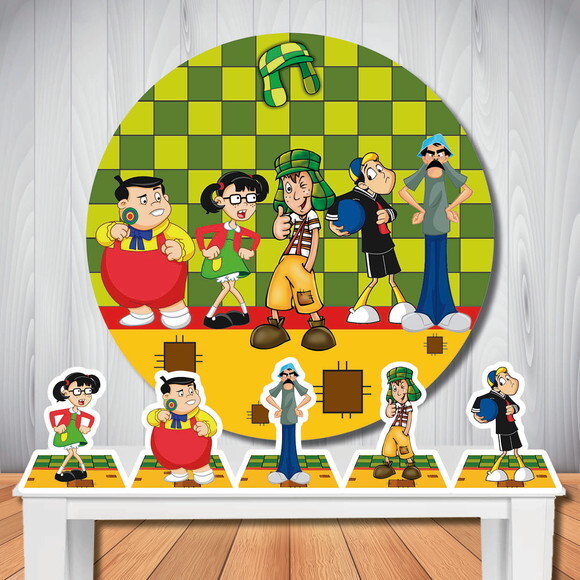 Kit Cenário Chaves Painel Redondo e Totem de Mesa