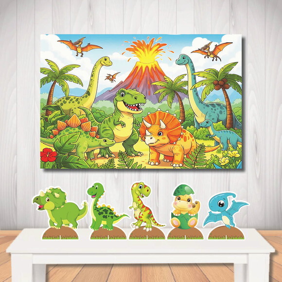 Kit Cenário de Festa Painel de Aniversário Dinossauro Kids
