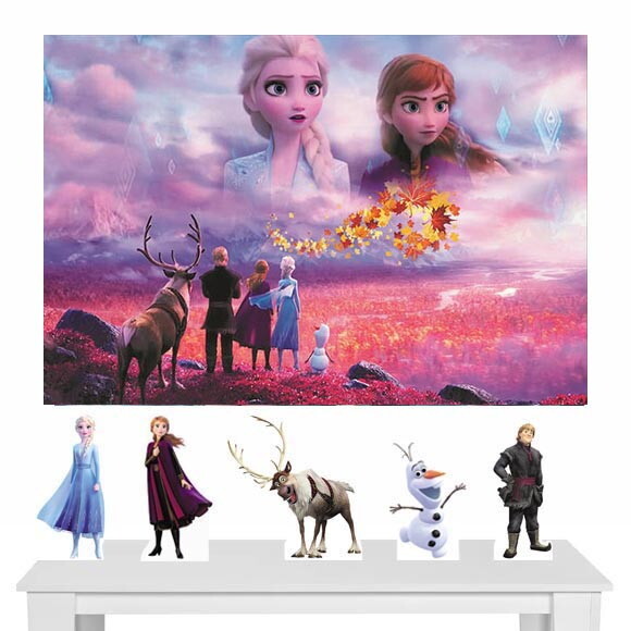 Kit Cenário Festa Frozen 2 - Painel em Lona e 5 Displays