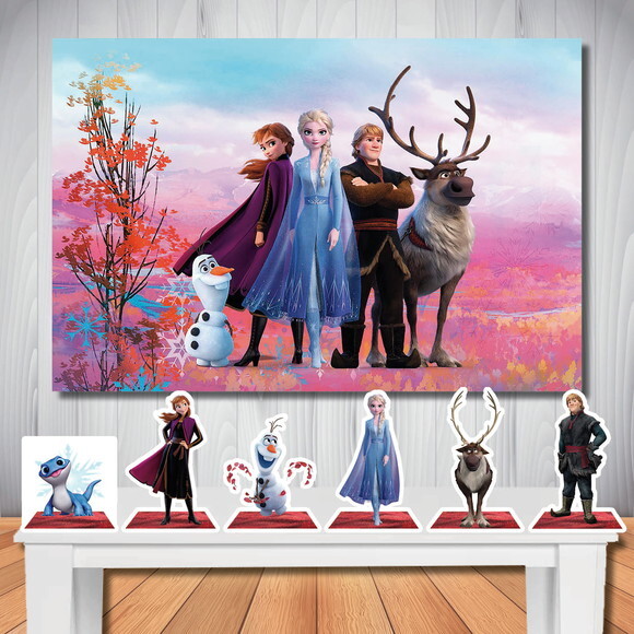 Kit Cenário Frozen 2 Painel de Festa e Totem de Mesa