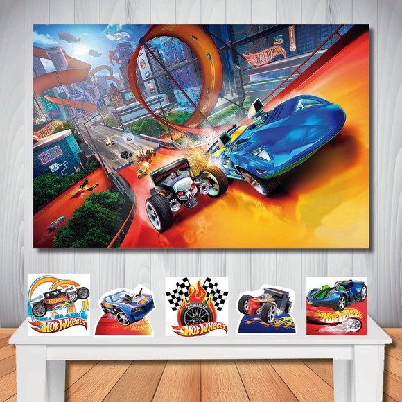 Kit Cenário Hot Wheels Painel 1,50x1,00m e Display de Mesa