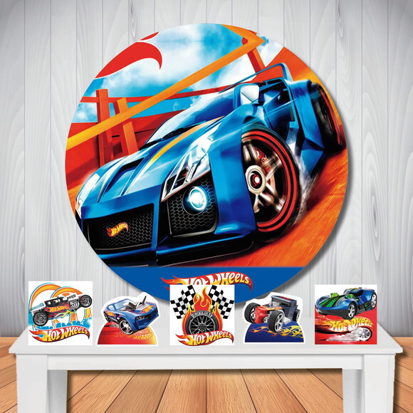 Kit Cenário Hot Wheels Painel Redondo e Display de Mesa