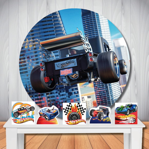Kit Cenário Hot Wheels Painel Redondo e Display de Mesa