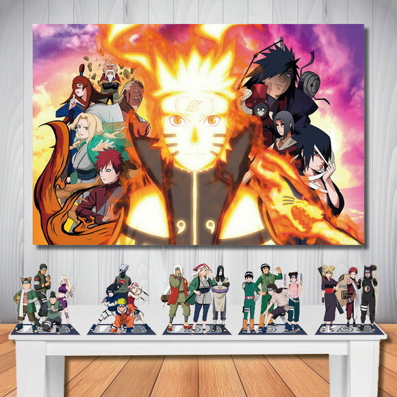 Kit Cenário Naruto Painel de Aniversário 1,5x1,0m e Display