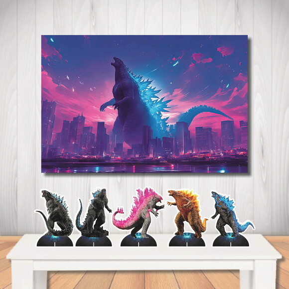 Kit Cenário Painel de Aniversário 1,5x1,0m Mega Godzilla
