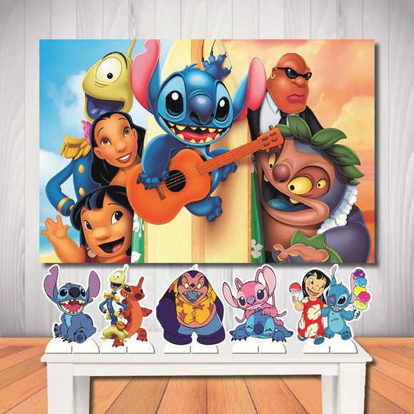 Kit Cenário Painel de Festa Top e Display Lilo & Stitch