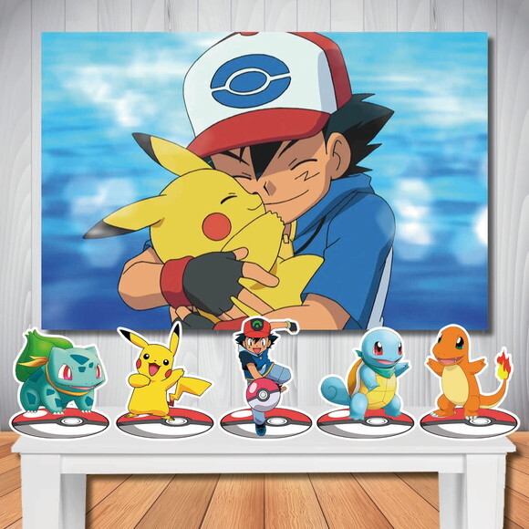 Kit Cenário Pokémon Painel Infatil e Display de Mesa