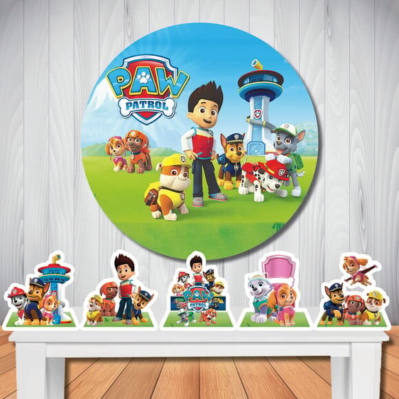 Kit Cenário Patrulha Canina Painel Redondo e Display de Mesa