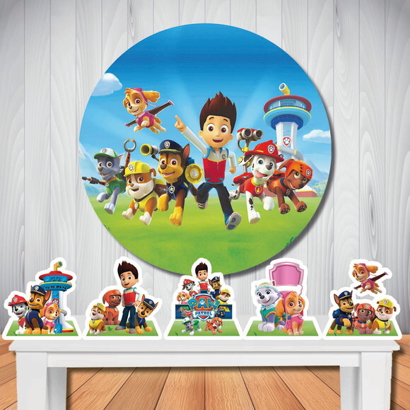 Kit Cenário Patrulha Canina Painel Redondo e Display de Mesa