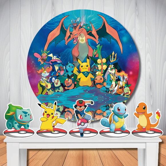 Kit Cenário Pokémon Painel Redondo Cenário e Display de Mesa