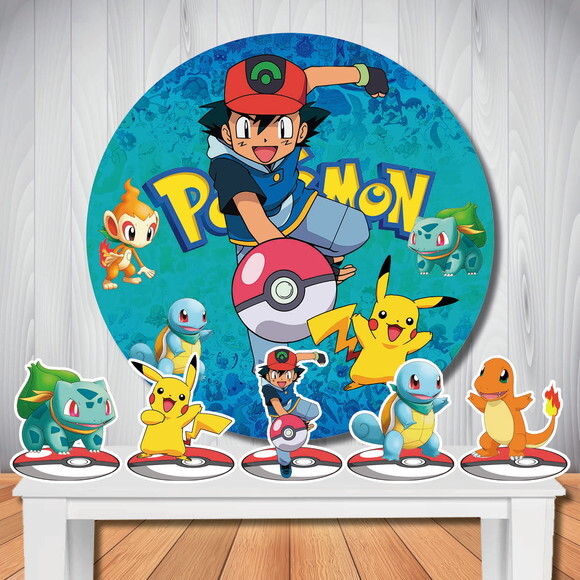 Kit Cenário Pokémon Painel Redondo Cenário e Display de Mesa